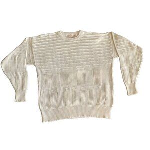 The Fox Collection Men’s XL Off White Cable Knit Crewneck Sweater Vintage